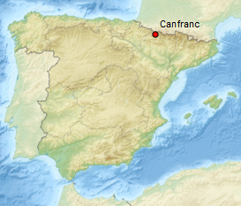 Carte avec position de Canfranc en Espagne