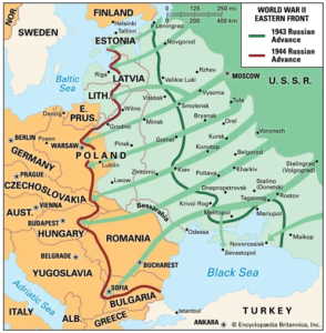 Carte de l'avancée soviétique sur le Front de l'Est